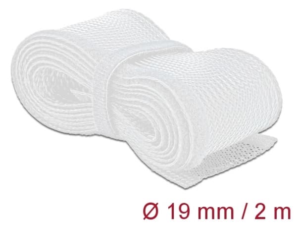 Delock Braided Sleeving with Hook-and-Loop Fastener - Kabelhölje - 2 m - vit