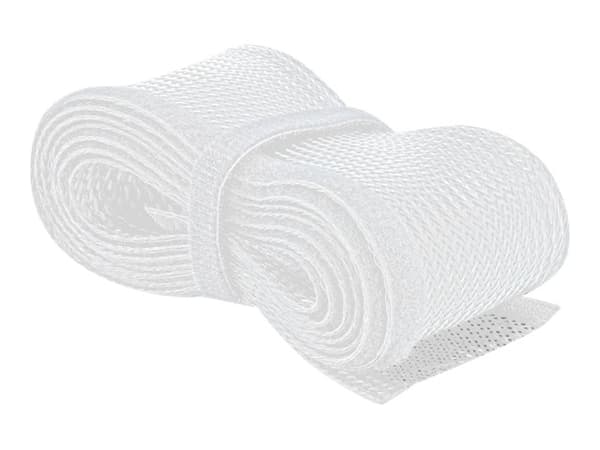 Delock Braided Sleeving with Hook-and-Loop Fastener - Kabelhölje - 2 m - vit