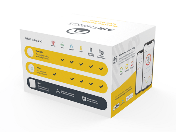 Airthings House Kit - Incl: 1 x Wave, 1 x Wave Mini, 1 x Hub