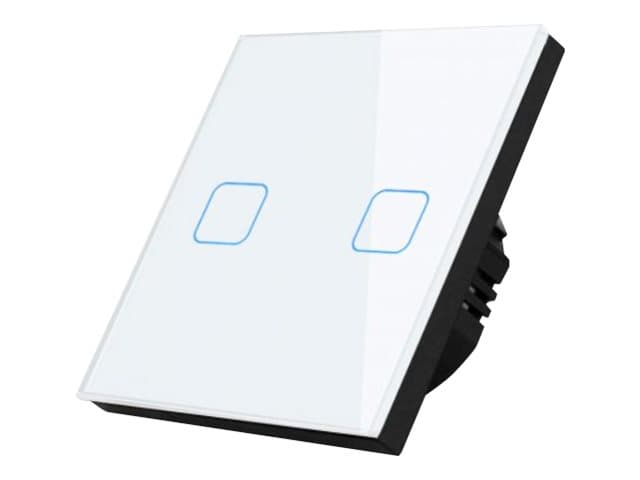 Maclean Touch light switch, double, glass, black with square button Maclean Energy MCE703B, dimensions 86x86mm, with backlight