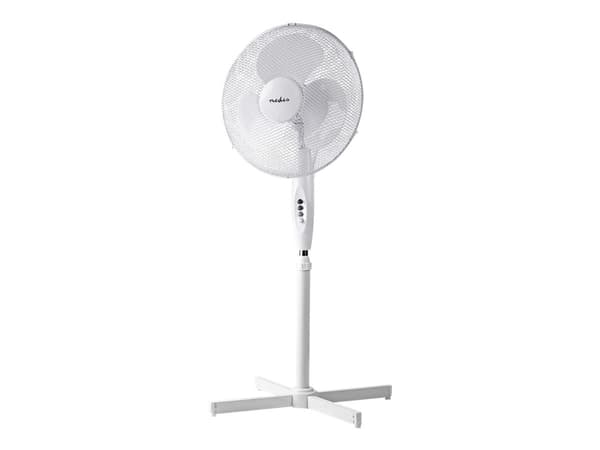 Nedis FNST10CWT40, Kotitaloustuuletin lavoilla, Valkoinen, Lattia, Muovi, 40 cm, 1000 - 1200 mm