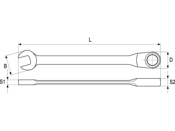Yato YT-1662, 19 mm, Rustfritt stål, Krom-vanadium-stål, Krom, Blank, 245 mm