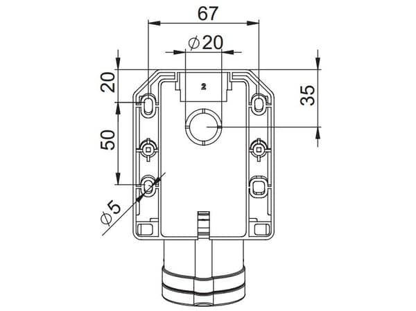 PCE Fixed socket 32A 230V 2P + With IP44 123-6