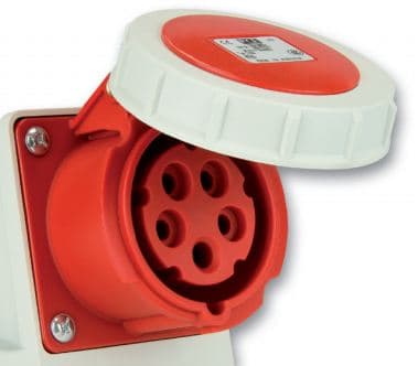PCE 32A 400V 3P + Z + N fixed socket without cable gland IP67 1252-6