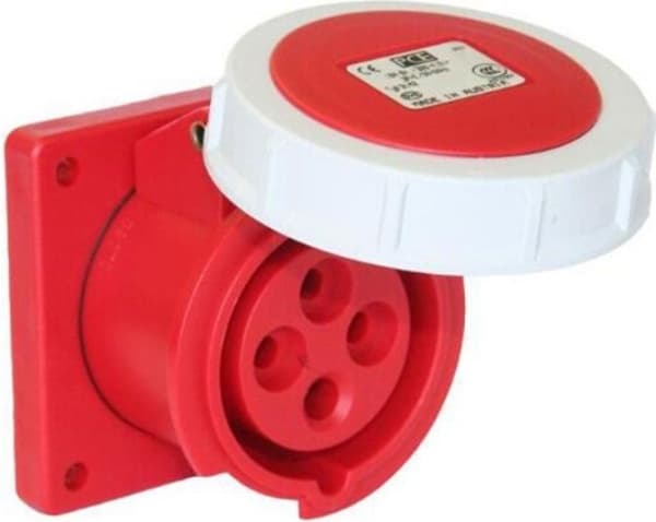 PCE Panel socket 32A 4P 400V 75 x 75 red IP67 POWER TWIST (3242-6)