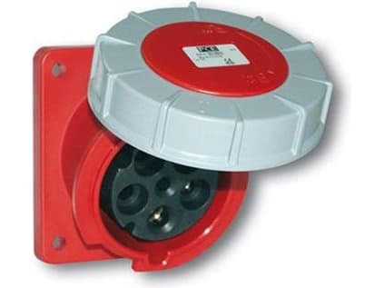 PCE Slanted panel socket 125A 4P 400V 120 x 130 red IP67 POWER TWIST (444-6)