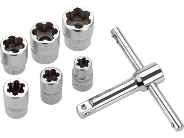 Cimco 113160, Pistorasiasarja, 3/8", Metrinen, 6 pää(t), 8,10,11,13,15,17 mm, Kromivanadiini-teräs