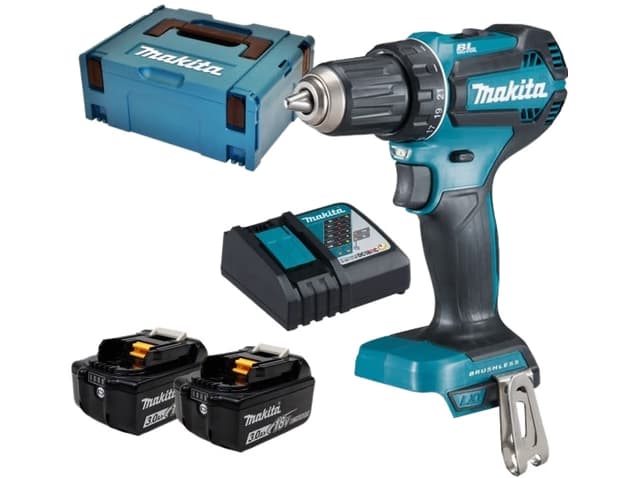 Makita Makita DDF485RFJ Batteri boremaskine 18 V 3 Ah Litium inkl. ekstra batteri, Kuffert, Inkl. oplader