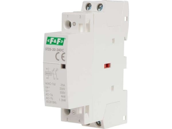 F&F Modulär rälsmonterad kontaktor 2xZ 25A 24V DC ST25-20-24DC