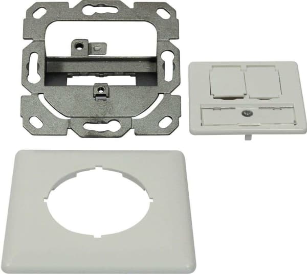 Keystone,moduulinpidike, uppoasennettavat pistorasiat 2xTP-moduulille, puhtaanvalkoinen, muotoiltavissa UAE, Synergy 21,