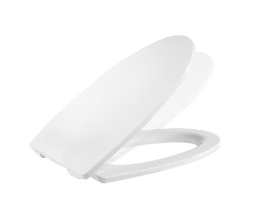 Laufen Rigo toiletsæde med softclose beslag, sædet er udført i hård hvid Duroplast og med stål beslag.