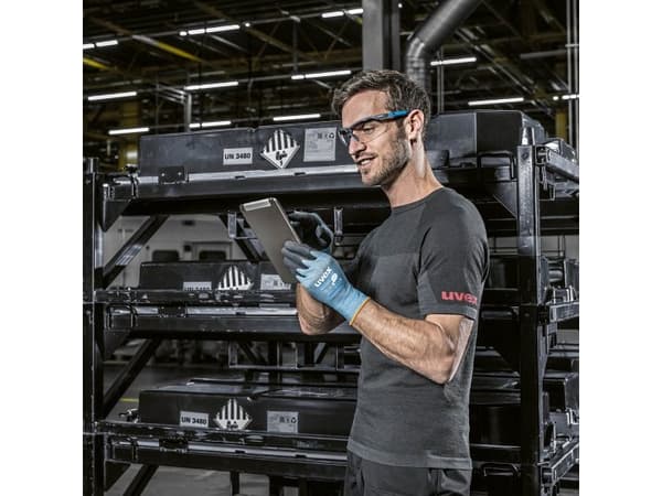 Uvex 60078, Fabrikkhansker, Sort, Blå, Voksen, Voksen, Unisex, Beskyttelse mot elektrostatisk utladning (ESD)
