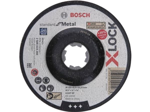Bosch 2 608 619 366, Slipskiva, Nedsänkt i mitten, Gjutjärn, Icke-järnmetaller, Pipa, Profil, Stål, Bosch, 2,22 cm, 12,5 cm