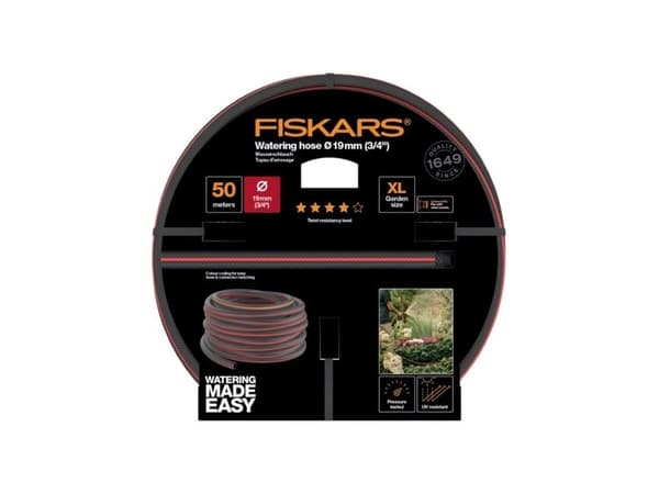 Fiskars 1027111, 50 m, Over bakken, Sort, Rød, 1,9 cm, 3/4, Finland