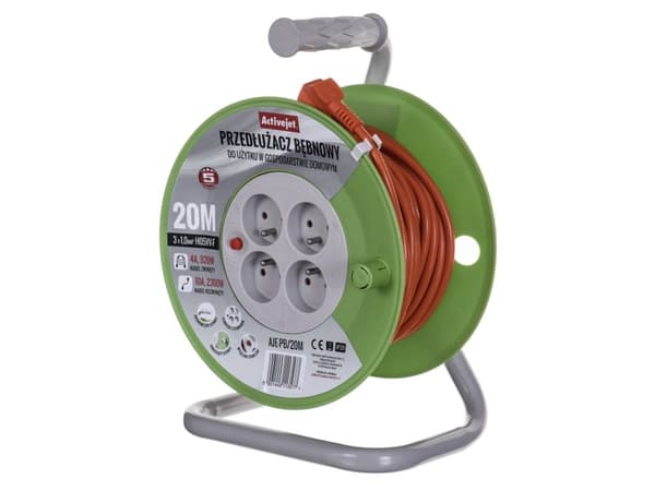 Activejet AJE-PB/20M, 20 m, 4 AC-pistorasia(a), Sisätila, Tyyppi E / F, Type F (CEE 7/4), IP20