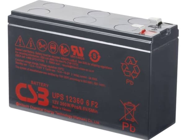 CSB Battery UPS 123606 high-rate Blybatteri 12 V 7 Ah Blyfleece (B x H x T) 151 x 99 x 51 mm Fladstik 6,35 mm Vedligeholdelsesfri, Lav selvafladning