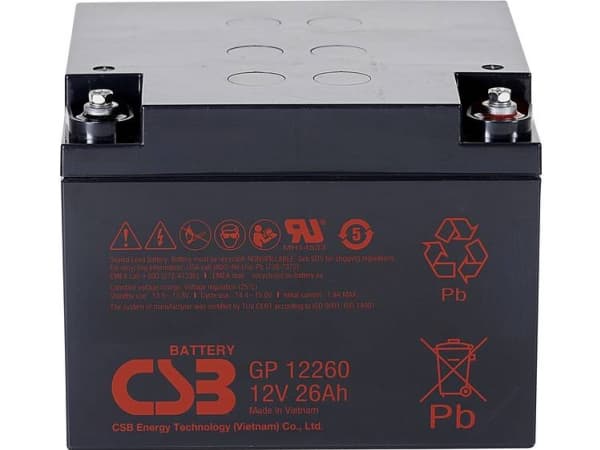 CSB Battery GP 12260 Standby USV Blybatteri 12 V 26 Ah Blyfleece (B x H x T) 166 x 125 x 175 mm M5 skruetilslutning Vedligeholdelsesfri, Lav selvafla