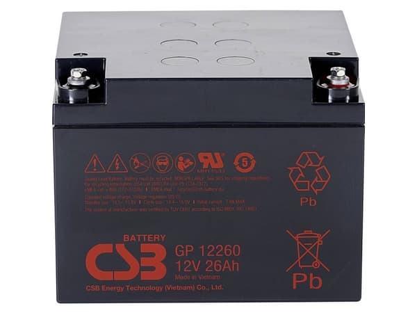 CSB Battery GP 12260 Standby USV Blybatteri 12 V 26 Ah Blyfleece (B x H x T) 166 x 125 x 175 mm M5 skruetilslutning Vedligeholdelsesfri, Lav selvafla