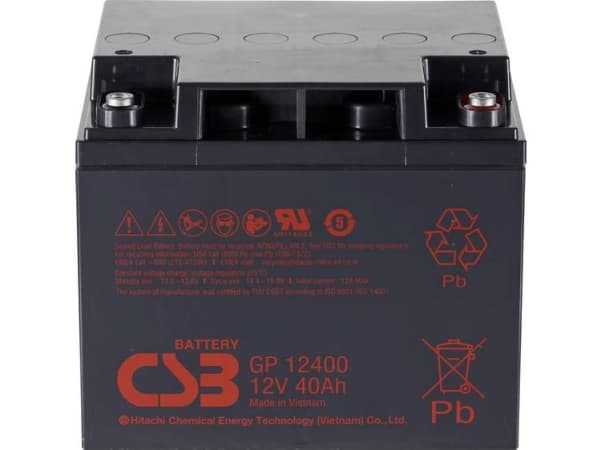 CSB Battery GP 12400 Standby USV Blybatteri 12 V 40 Ah Blyfleece (B x H x T) 197 x 171 x 165 mm M5 skruetilslutning Vedligeholdelsesfri, Lav selvafla
