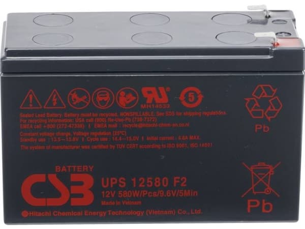 CSB Battery UPS 12580 high-rate Blybatteri 12 V 9.4 Ah Blyfleece (B x H x T) 151 x 99 x 65 mm Fladstik 6,35 mm Vedligeholdelsesfri, Lav selvafladning
