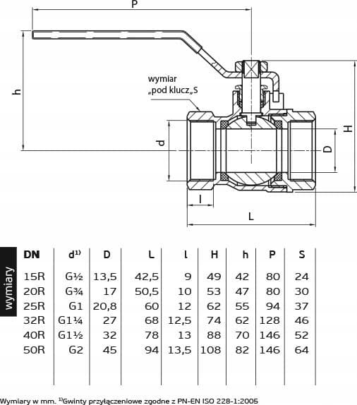 Perfexim Vattenkulventil WW DN40 handtag 1040 G1 1/2 WW PN16 C DN40 [4/32]