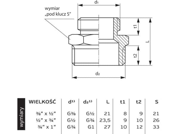 Perfexim 1/2" x 3/8" messinkinen supistusnippa (07-209-1510-000)