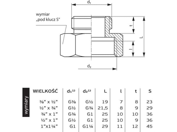 Perfexim Reduction brass extension GZ - external thread 3/4 x 1/2 "(07-211-2015-000)
