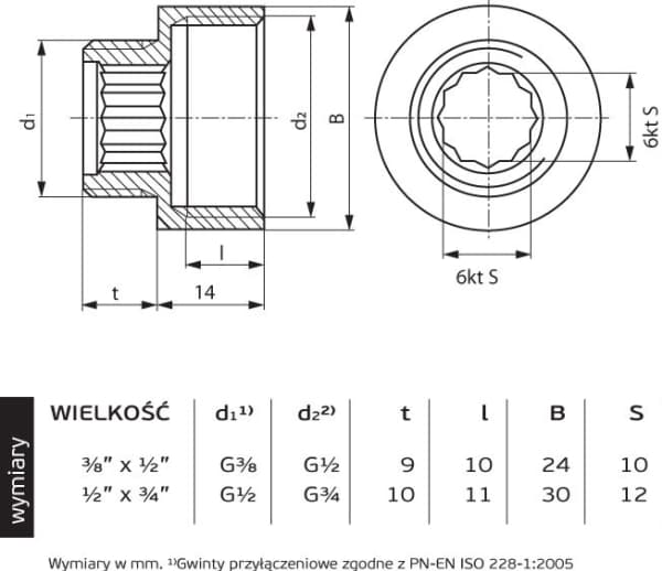 Perfexim Reduktionsförlängning mässing förkromad GZ / GW 1/2 x 3/4" (07-506-1520-000)