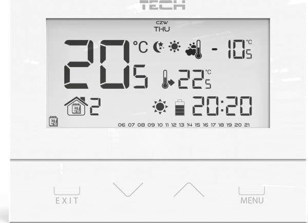 Tech Controller ST-292V3 room wired two-state controller L-5 (3 mm glass) white