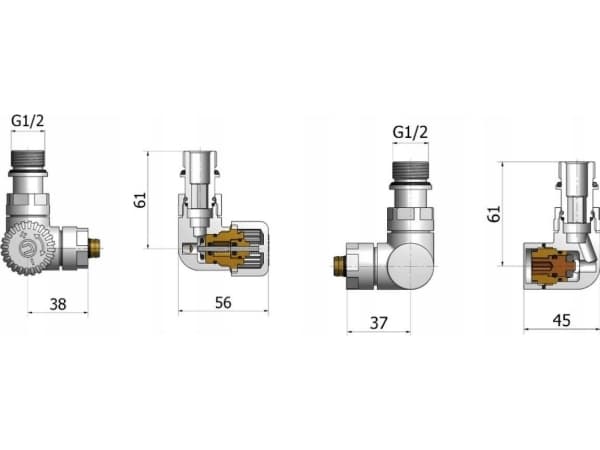 Vision termostat Varioterm radiator term, høyre, matt sort