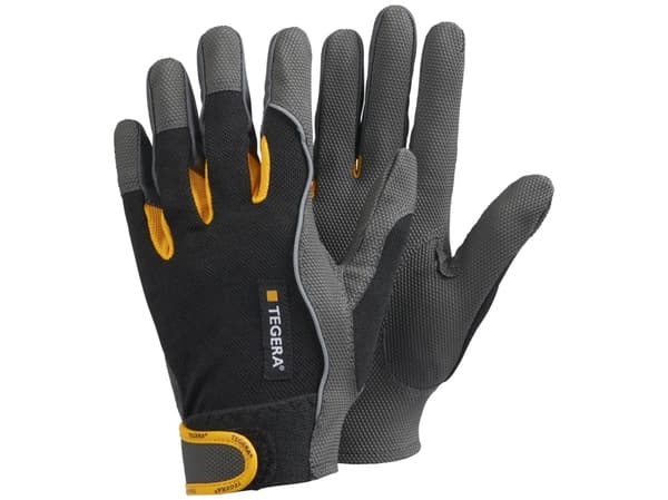 Ejendals TEGERA 9120, Arbetshandskar, Svart, Grå, Gul, Vuxen, Vuxen, Reptålig, Nylon, Polyester, Polyuretan