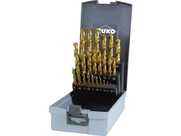 RUKO 250215TRO HSS-G Spiralborsæt 25 dele 1 mm, 1.5 mm, 2 mm, 2.5 mm, 3 mm, 3.5 mm, 4 mm, 4.5 mm, 5 mm, 5.5 mm, 6 mm, 6.5 mm, 7 mm, 7.5 mm, 8 mm, 8.5