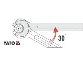 Yato YT-0363, 8,9,10,11,12,13,14,15,16,17,18,19,22,24,27,30,32 mm, Kromfarget, Kromvanadiumstål, Kromfarget, Satin, 15°
