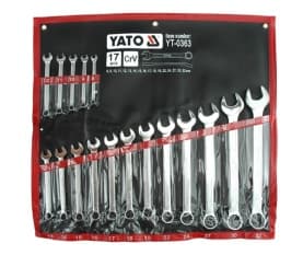 Yato YT-0363, 8,9,10,11,12,13,14,15,16,17,18,19,22,24,27,30,32 mm, Kromfarget, Kromvanadiumstål, Kromfarget, Satin, 15°