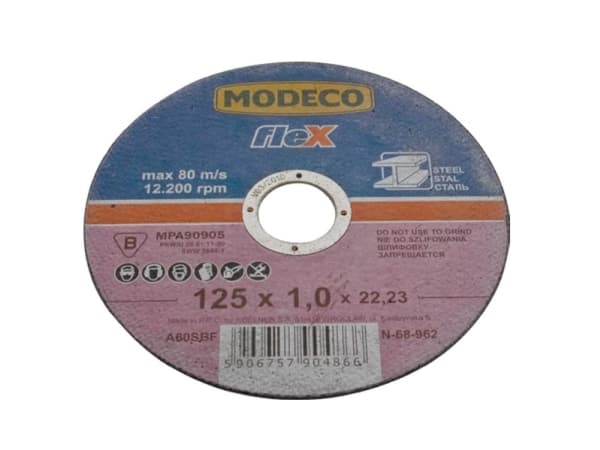 Modeco Flatslipeskive for skjæring av metall 125mm 1 stk. - MN-68-967