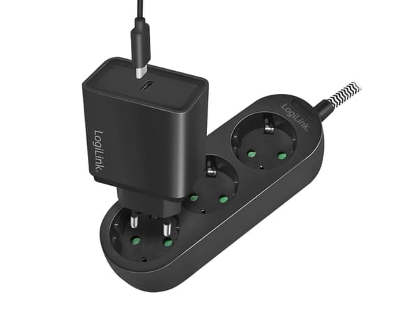 LogiLink LPS261, 1,5 m, 3 AC-pistorasia(a), Sisätila, IP20, 1,5 mm², Musta, Valkoinen