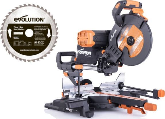 Evolution Multi-purpose miter saw with guides EVOLUTION R255SMS DB PLUS with two 255mm blades (wood and multi-purpose)
