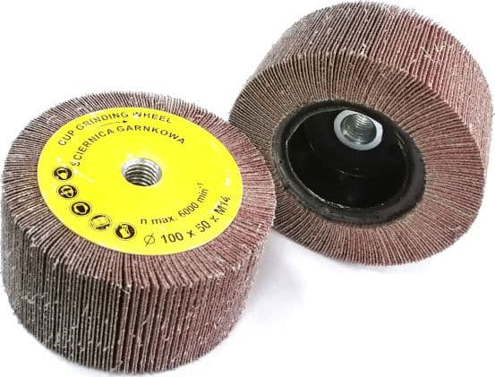 Glob slipskiva 100x50mm med M14 gänga i slipduk 80 (GLOB-SG-10050M14-P080)