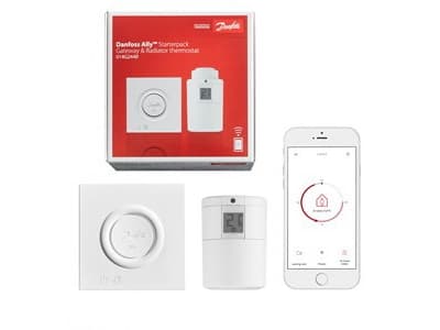 Danfoss Ally, 2400 MHz, 0 - 30 m, -10 - 55 °C, Amazon Alexa & Google Assistant, Langaton, Valkoinen