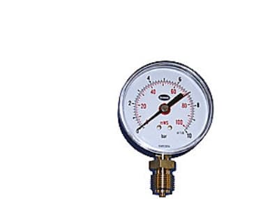 Manometer Ø80, 1/2'', 0-10 bar - 1/2'' (ned), 0-10 bar/mVS og m/stilleviser