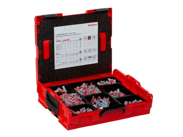 Fischer L-BOXX, Rund, 400 x DuoPower 6 x 30, 80 x DuoPower 6 x 50, 170 x DuoPower 8 x 40, 45 x DuoPower 8 x 65, 50 x..., 833 stykker