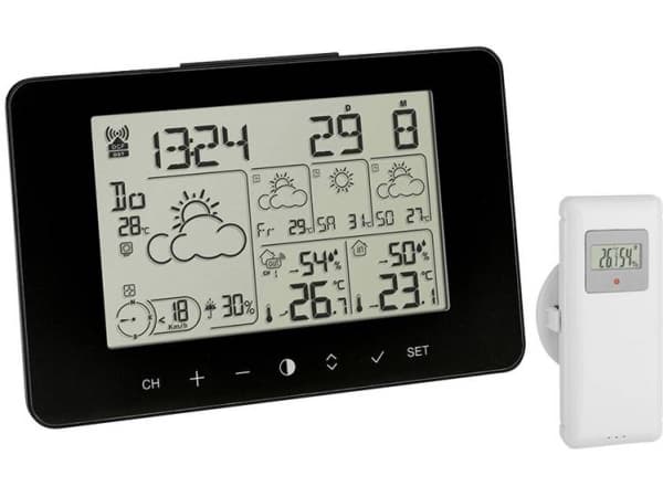 TFA-Dostmann Meteotime Primo, Musta, Kosteusmittari sisäkäyttöön, Lämpömittari sisäkäyttöön, Kosteusmittari ulkokäyttöön,..., Kosteusmittari, Lämpömi