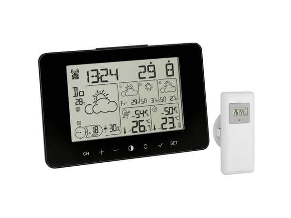 TFA-Dostmann Meteotime Primo, Musta, Kosteusmittari sisäkäyttöön, Lämpömittari sisäkäyttöön, Kosteusmittari ulkokäyttöön,..., Kosteusmittari, Lämpömi