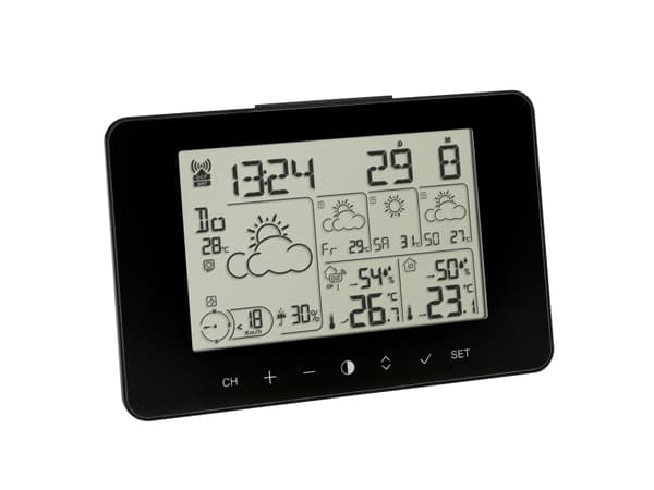 TFA-Dostmann Meteotime Primo, Musta, Kosteusmittari sisäkäyttöön, Lämpömittari sisäkäyttöön, Kosteusmittari ulkokäyttöön,..., Kosteusmittari, Lämpömi