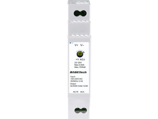 BASETech PSDS-15-24-2, PS transformer, Vit, Överbelastning, Plast, 100 - 240 V, 50 - 60 hz