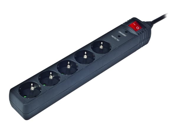 Gembird SPG5-C-5, 1,5 m, Tyyppi F, Musta, 5 AC-pistorasia(a), 250 V, 50 - 60 Hz