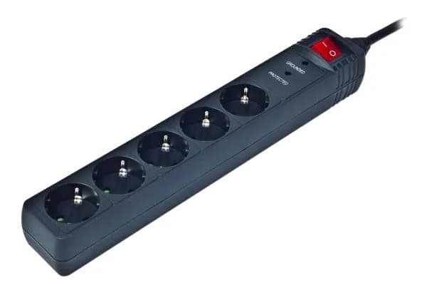 Gembird SPG5-C-5, 1,5 m, Tyyppi F, Musta, 5 AC-pistorasia(a), 250 V, 50 - 60 Hz