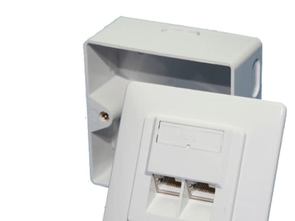 LogiLink NP0006A, 2 x RJ-45, Vit, Akrylnitrilbutadienstyren (ABS), Metall, RoHS, 125 V, 1,5 A