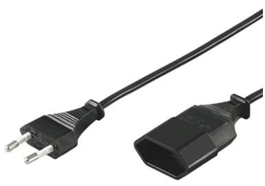 DELTACO DEL-109AE - Förlängningskabel för ström - Eurokontakt (hane) rak till IEC 60906-1 (hona) rak - AC 250 V - 2.5 A - 3 m - svart