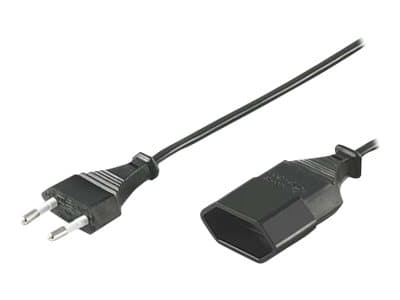 DELTACO DEL-109AE - Förlängningskabel för ström - Eurokontakt (hane) rak till IEC 60906-1 (hona) rak - AC 250 V - 2.5 A - 3 m - svart